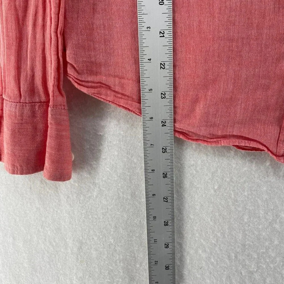 J.Crew Shirt Women's Sz 2 Red Button-Up Collared Chest Pocket Regular Curved Hem - Picture 5 of 11